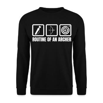 Routine eines Bogenschützen - Unisex Pullover - Schwarz - Vorne - Alina (178cm) & Michal (187cm)