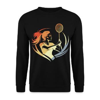 Vintage Badminton Mädchen - Unisex Pullover - Schwarz - Vorne - Alina (178cm) & Michal (187cm)