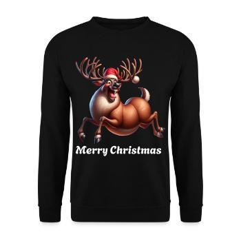 Reindeer - Unisex Sweatshirt - black - Front - Alina (178cm) & Michal (187cm)