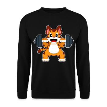 Tiger Bodybuilder Barbell Bodybuilding - Unisex Sweatshirt - black - Front - Alina (178cm) & Michal (187cm)