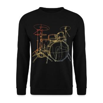 Schlagzeug Vintage Look - Unisex Pullover - Schwarz - Vorne - Alina (178cm) & Michal (187cm)