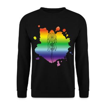 Mehrfarbiger Traumfänger - Unisex Pullover - Schwarz - Vorne - Alina (178cm) & Michal (187cm)