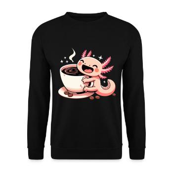 Axolotl Coffee Mug Gift - Unisex Sweatshirt - black - Front - Alina (178cm) & Michal (187cm)