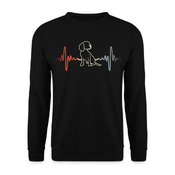 Hundewelpe Herzschlag Vintage - Unisex Pullover - Schwarz - Vorne - Alina (178cm) & Michal (187cm)