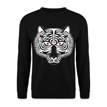 Weißer Tiger - Unisex Pullover - Schwarz - Vorne - Alina (178cm) & Michal (187cm)