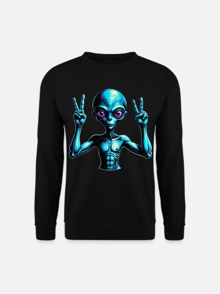 Futuristic Alien Peace Sign Illustration - Unisex Sweatshirt - black