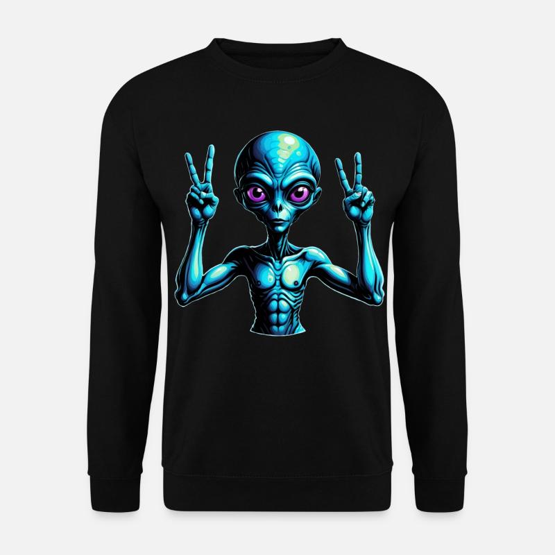 Futuristic Alien Peace Sign Illustration - Unisex Sweatshirt - black
