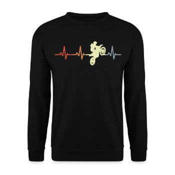 Motocross Fahrer Herzfrequenz Vintage - Unisex Pullover - Schwarz - Vorne - Alina (178cm) & Michal (187cm)