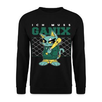 Je dois ganix ! - Dicton serein - Sweat-shirt Unisexe - noir - Devant - Alina (178cm) & Michal (187cm)