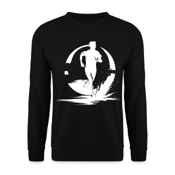 Marathon Junge Zeichnung - Unisex Pullover - Schwarz - Vorne - Alina (178cm) & Michal (187cm)