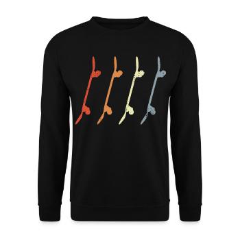 Skateboards Retro Look - Unisex Pullover - Schwarz - Vorne - Alina (178cm) & Michal (187cm)