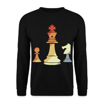 Pièces d’échecs vintage - Sweat-shirt Unisexe - noir - Devant - Alina (178cm) & Michal (187cm)