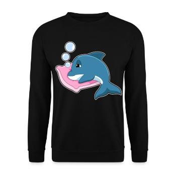 Dolphin Sleeping Pillow - Unisex Sweatshirt - black - Front - Alina (178cm) & Michal (187cm)