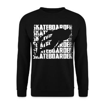 Lustiger Skateboarder - Unisex Pullover - Schwarz - Vorne - Alina (178cm) & Michal (187cm)