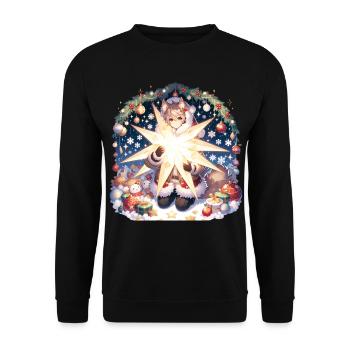 Chat mignon Manga Noël Design - Sweat-shirt Unisexe - noir - Devant - Alina (178cm) & Michal (187cm)