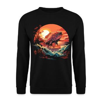 Angler Porträt - Unisex Pullover - Schwarz - Vorne - Alina (178cm) & Michal (187cm)