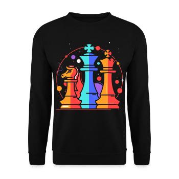 Chess Pieces Cartoon - Unisex Sweatshirt - black - Front - Alina (178cm) & Michal (187cm)