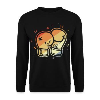 Vintage Boxhandschuhe Comic - Unisex Pullover - Schwarz - Vorne - Alina (178cm) & Michal (187cm)