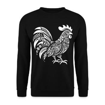 Coq Tribal - Sweat-shirt Unisexe - noir - Devant - Alina (178cm) & Michal (187cm)