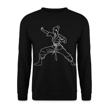 Karate Girl One Line Drawing - Unisex Sweatshirt - black - Front - Alina (178cm) & Michal (187cm)