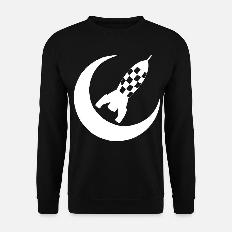 Weiße Rakete und Halbmond - Unisex Pullover - Schwarz