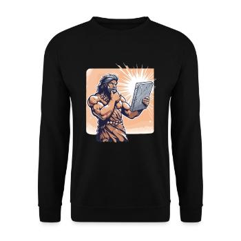 Idée Idée homme des cavernes Pierre Tablette cadeau - Sweat-shirt Unisexe - noir - Devant - Alina (178cm) & Michal (187cm)