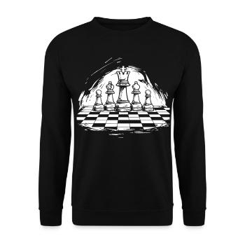 Schach Zeichnung - Unisex Pullover - Schwarz - Vorne - Alina (178cm) & Michal (187cm)