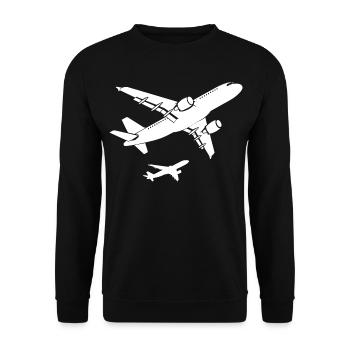 Flugzeuge Zeichnung - Unisex Pullover - Schwarz - Vorne - Alina (178cm) & Michal (187cm)