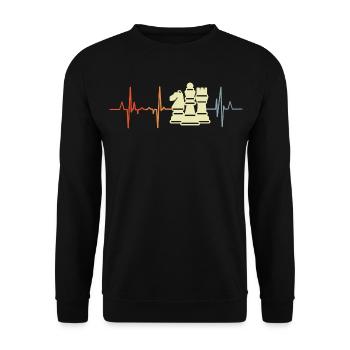 Schachfiguren Kardiogramm - Unisex Pullover - Schwarz - Vorne - Alina (178cm) & Michal (187cm)