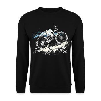 Mountainbiking Illustration - Unisex Pullover - Schwarz - Vorne - Alina (178cm) & Michal (187cm)