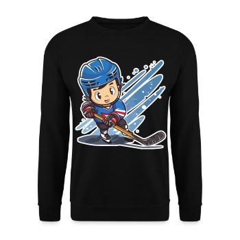Eishockeyspieler Comic Look - Unisex Sweatshirt - black - Front - Alina (178cm) & Michal (187cm)