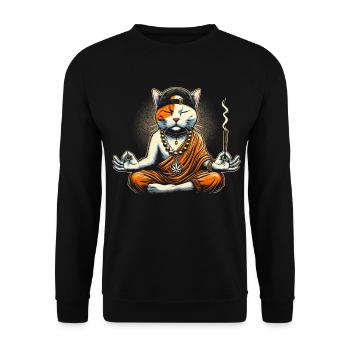 Zen Hip-Hop Cat Méditation Détendue Design - Sweat-shirt Unisexe - noir - Devant - Alina (178cm) & Michal (187cm)