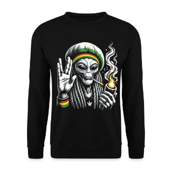 Rasta Alien – Chill and Cosmic Vibes Design - Unisex Sweatshirt - black - Front - Alina (178cm) & Michal (187cm)