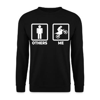 Motocross Strichfiguren - Unisex Pullover - Schwarz - Vorne - Alina (178cm) & Michal (187cm)