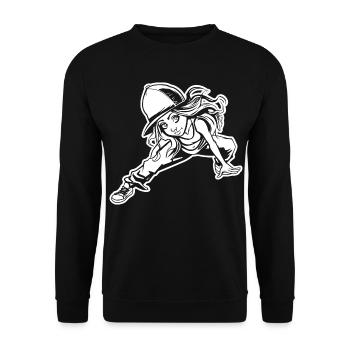 Breakdancerin - Unisex Pullover - Schwarz - Vorne - Alina (178cm) & Michal (187cm)