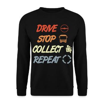 Fahren Stoppen Einsammeln Wiederholen - Unisex Pullover - Schwarz - Vorne - Alina (178cm) & Michal (187cm)