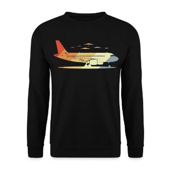 Flugzeug Zeichnung Vintage - Unisex Pullover - Schwarz - Vorne - Alina (178cm) & Michal (187cm)