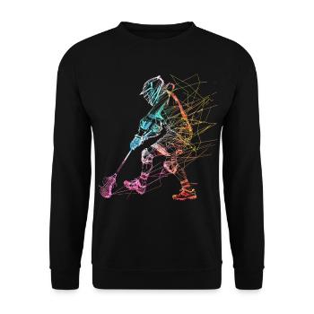Lacrosse Player Sketch - Unisex Sweatshirt - black - Front - Alina (178cm) & Michal (187cm)
