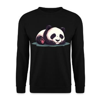 Cute Cartoon of a Sleeping Panda - Adorable design - Unisex Sweatshirt - black - Front - Alina (178cm) & Michal (187cm)