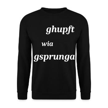 GehupftWieGsprungen Dialekt - Unisex Pullover - Schwarz - Vorne - Alina (178cm) & Michal (187cm)