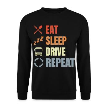Eat Sleep Drive Repeat - Unisex Pullover - Schwarz - Vorne - Alina (178cm) & Michal (187cm)