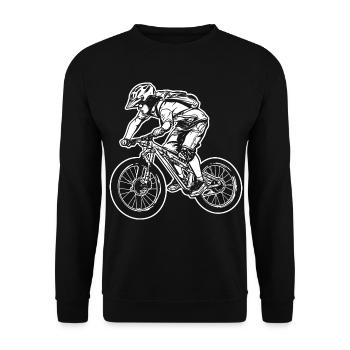 Mountain Biking Cartoon Graphic - Unisex Sweatshirt - black - Front - Alina (178cm) & Michal (187cm)