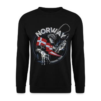 NORWAY FISHING TOUR - Moose - Woman Edition - Unisex Pullover - Schwarz - Vorne - Alina (178cm) & Michal (187cm)
