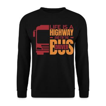 Tiefgründiger Busfahrer Spruch - Unisex Pullover - Schwarz - Vorne - Alina (178cm) & Michal (187cm)