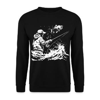 Croquis de pêche - Sweat-shirt Unisexe - noir - Devant - Alina (178cm) & Michal (187cm)
