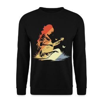 Banjospielerin Vintage Look - Unisex Pullover - Schwarz - Vorne - Alina (178cm) & Michal (187cm)