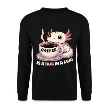 Axolotl Coffee Hug Mug Gift - Unisex Sweatshirt - black - Front - Alina (178cm) & Michal (187cm)