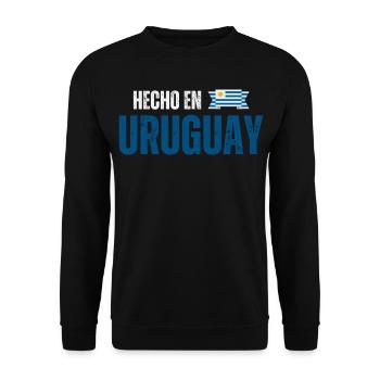 Hergestellt in Uruguay, uruguayischer Stolz - Unisex Pullover - Schwarz - Vorne - Alina (178cm) & Michal (187cm)