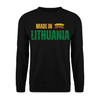 Made in Lithuania, litauischer Stolz - Unisex Pullover - Schwarz - Vorne - Alina (178cm) & Michal (187cm)