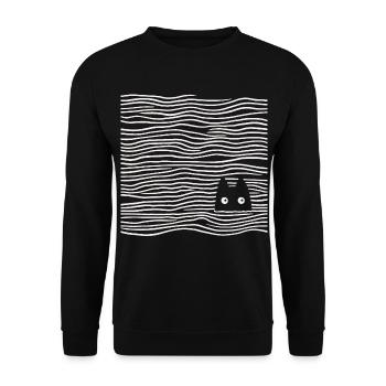 Cat in the sea - Unisex Sweatshirt - black - Front - Alina (178cm) & Michal (187cm)